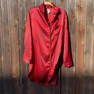 Red & Black Button Down Sleep Shirt